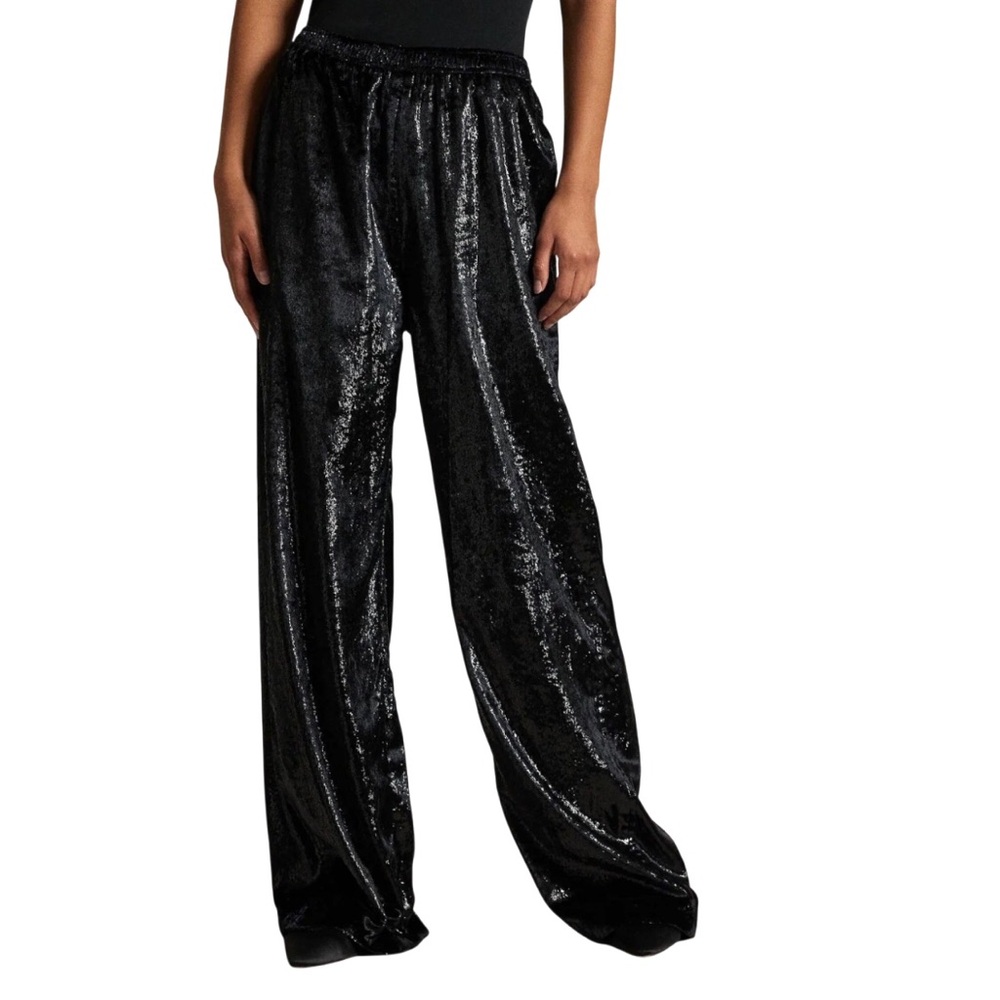 Polo Ralph Lauren Womens Pants Size Large Metallic Velvet Wide Leg New